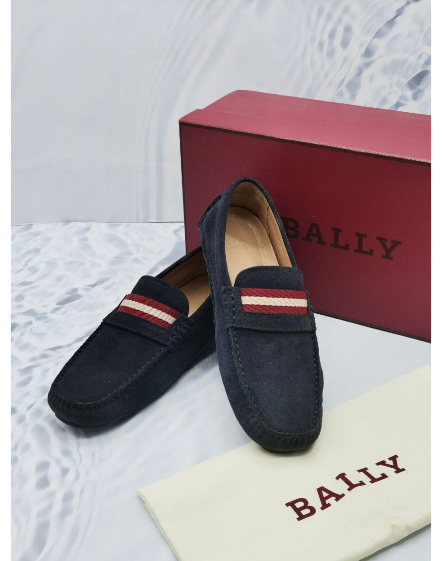 LIKE NEW BALLY DARK BLUE SUEDE LEATHER LOAFER SIZE US 6 1 2 FULL SET